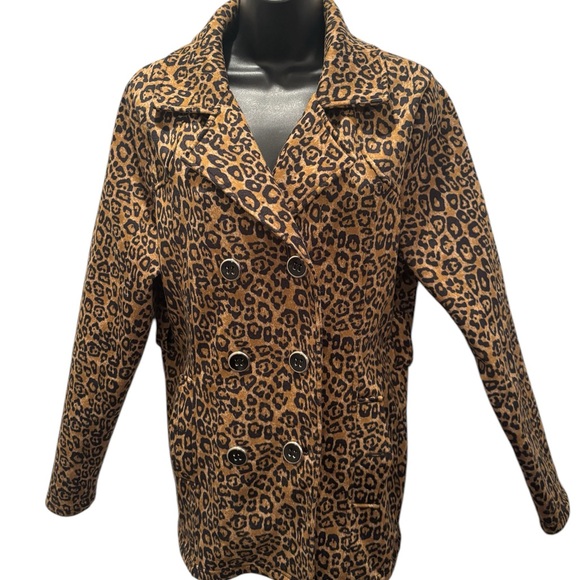Jackets & Blazers - FREE SPIRIT Double-Breasted Leopard Print Fleece Jacket PTP 21, L 27